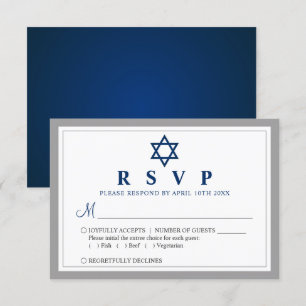 Cartons Réponse Elegant Grey et Navy Blue Bar Mitzvah