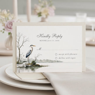 Cartons Réponse Elegant Heron Toile French Country Wedding
