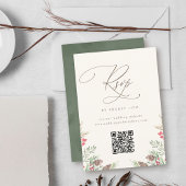 Cartons Réponse Elégant hiver verdure Aquarelle Mariage QR Code