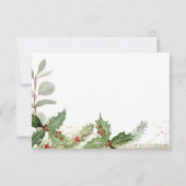 Cartons Réponse Elégant Holly Berry n Pine Gold Stars Mariage (Dos)