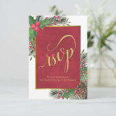 Cartons Réponse Elegant Holly & Pine Noël ou Mariage de vacances (Debout devant)