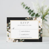 Cartons Réponse Élégant Ivoire Magnolia Coton Mariage floral (Debout devant)