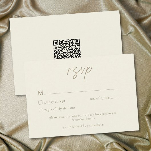 Cartons Réponse Elegant Ivory Cream Minimalist Wedding QR Code