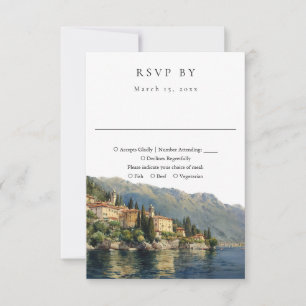 Cartons Réponse Élégant lac de Côme en aquarelle pour mariage en I