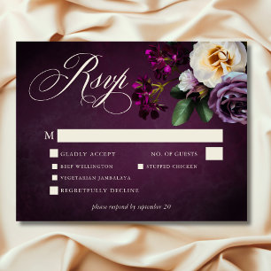 Cartons Réponse Élégant Lavande et Mariage de script floral bordea