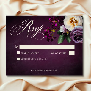 Cartons Réponse Élégant Lavande et Mariage de script floral bordea