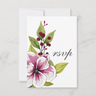 Cartons Réponse Élégant Magenta White Florals Botaniques verts