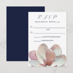 Cartons Réponse Élégant Magnolia Mariage rose et blanc