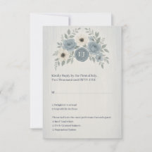 Élégant mariage à cachet de cire floral bleu pouss