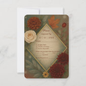 Cartons Réponse élégant mariage à fleurs d'automne (Devant)
