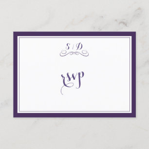 Cartons Réponse Elégant Mariage à la frontière violet et blanc RSV