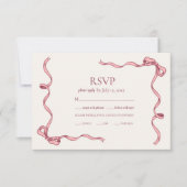 Cartons Réponse Élégant Mariage à main rose tiré (Devant)