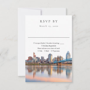 Cartons Réponse Élégant mariage aquarelle de la skyline de Cincinn