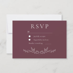 Cartons Réponse Élégant mariage avec feuille de Bourgogne en ligne