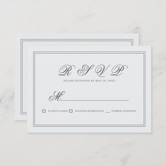 Cartons Réponse Élégant Mariage blanc classique simple (Devant / Derrière)