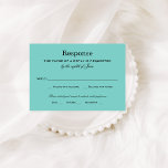 Cartons Réponse Elégant Mariage bleu Aqua<br><div class="desc">Les cartes de réponse mariages présentent un style design chic. Personnalisez la carte RSVP avec la date d'échéance de la réponse,  le libellé de la réponse et les options de dîner plaqué pour les invités. Aqua / robin's oeuf bleu,  noir et blanc.</div>