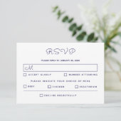 Cartons Réponse Elégant Mariage bleu blanc (Debout devant)