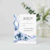 Cartons Réponse Elégant Mariage bleu bleu marine (Debout devant)