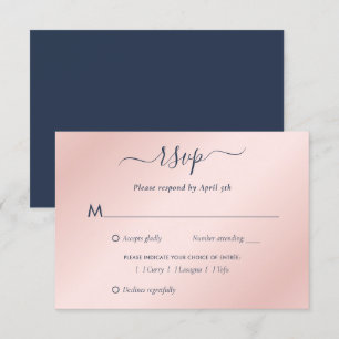 Cartons Réponse Elégant Mariage bleu et bleu marine