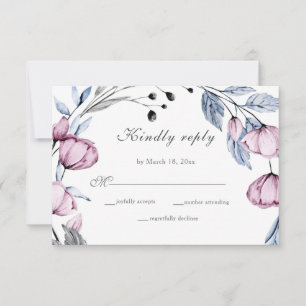 Cartons Réponse Élégant Mariage bleu pourpre bleu Dusty