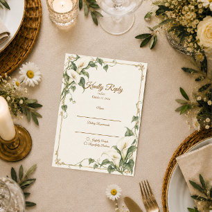 Cartons Réponse Élégant mariage botanique au lys calla