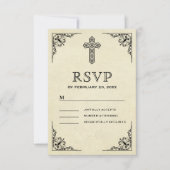Cartons Réponse Élégant Mariage chrétien Croix Vintage (Devant)