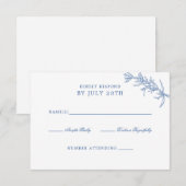 Cartons Réponse Élégant Mariage classique bleu floral (Devant / Derrière)