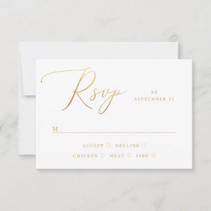 Cartons Réponse Elégant mariage classique or. Script simple formel