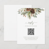 Cartons Réponse Élégant Mariage Code QR de Verdure de Pin d'Hiver (Devant / Derrière)