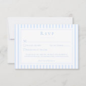 Cartons Réponse Élégant Mariage Code QR Rayure Bleue Classique (Devant)
