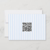 Cartons Réponse Élégant Mariage Code QR Rayure Bleue Classique (Dos)