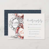 Cartons Réponse Élégant Mariage côtier de crabe sous-marin de la M (Devant / Derrière)