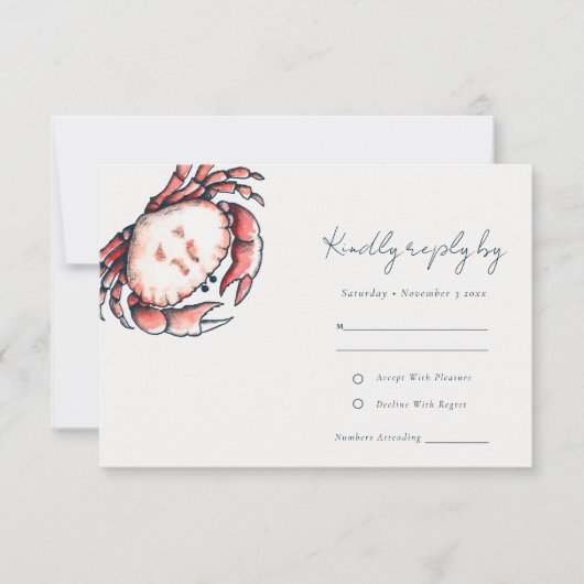 Cartons Réponse Élégant Mariage côtier de crabe sous-marin de la M (Devant)