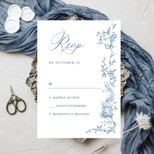Cartons Réponse Élégant Mariage couleur bleu couleur orné victorie