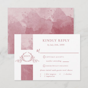 Cartons Réponse Elégant Mariage d'aquarelle Bourgogne Monogramme R