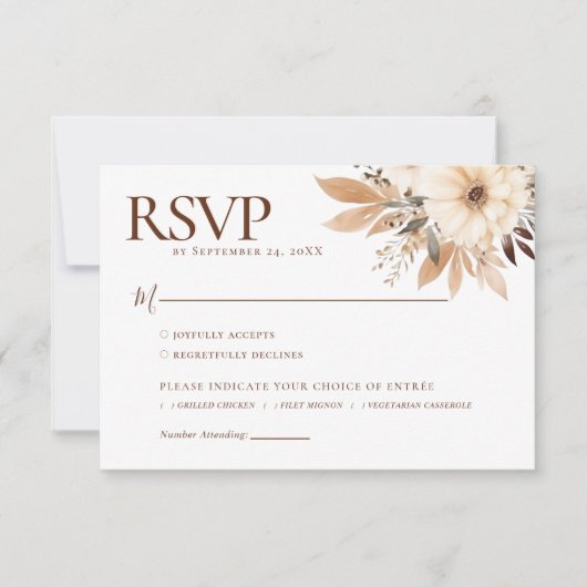 Cartons Réponse Elégant Mariage d'aquarelle d'automne (Devant)