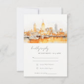 Cartons Réponse Élégant Mariage d'aquarelle Skyline de Nashville C (Devant)