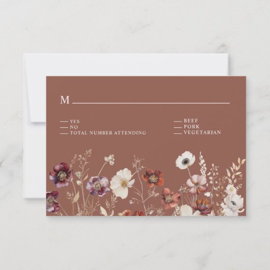 Cartons Réponse Élégant Mariage d'arc de code QR Floral Terracotta (Dos)