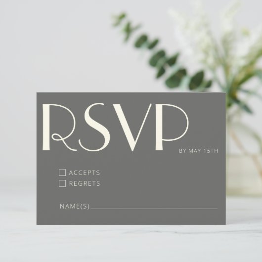 Cartons Réponse Élégant Mariage d'art rétro en ligne noire et blan (Debout devant)