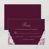 Cartons Réponse Élégant Mariage de Bourgogne en dentelle blanche (Devant / Derrière)