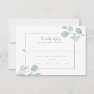 Cartons Réponse Elégant Mariage de branche Eucalyptus aquarelle