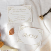 Cartons Réponse Élégant Mariage de cadre botanique de script or