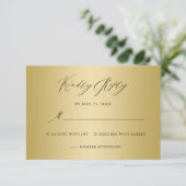 Cartons Réponse Élégant Mariage de calligraphie en or noir (Debout devant)