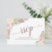 Cartons Réponse Élégant Mariage de calligraphie florale rose (Debout devant)