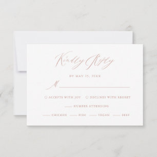 Cartons Réponse Élégant Mariage de calligraphie or Rose blanche