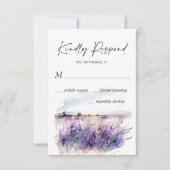 Cartons Réponse Élégant Mariage de champ de fleurs de lavande aqua (Devant)