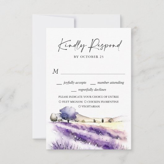 Cartons Réponse Élégant Mariage de champ de fleurs de lavande aqua (Devant)