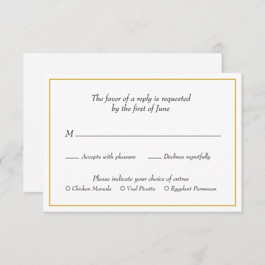 Cartons Réponse Élégant Mariage de choix de repas à la frontière o (Devant / Derrière)