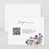 Cartons Réponse Élégant mariage de code QR fleur Iris (Devant / Derrière)