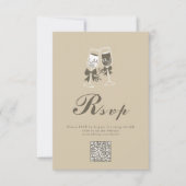 Cartons Réponse Élégant Mariage de code QR vert sable (Devant)